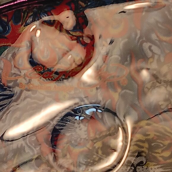 Ed Hardy by Christian Audigier tiger faces multicolor PVC make up pouch - Picture 12 of 14